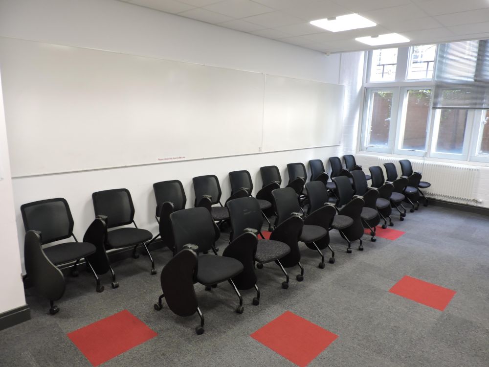 A room with chairs