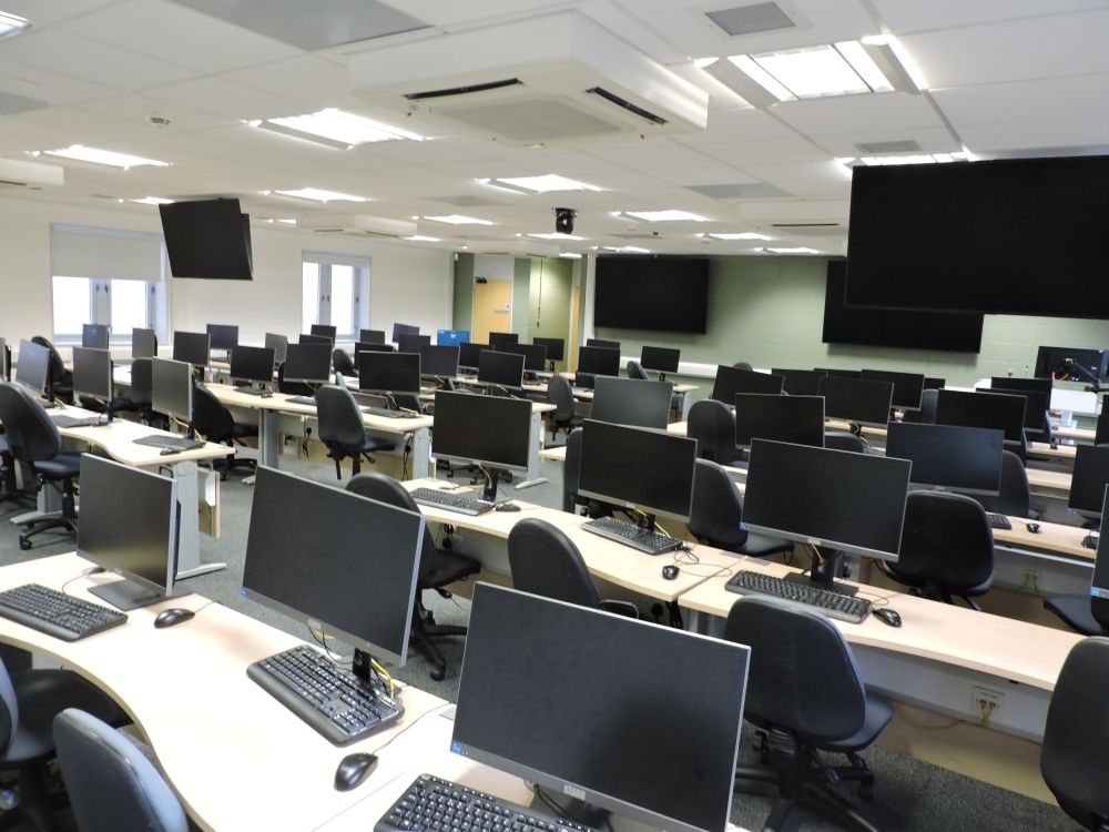 A room with computers in it