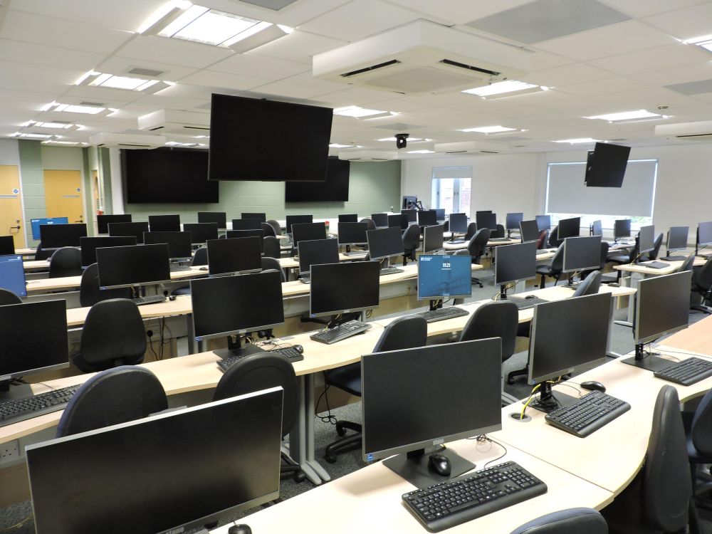 A room with computers in it