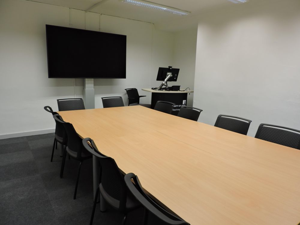 A room with a large table