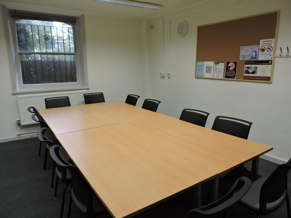 A room with a large table