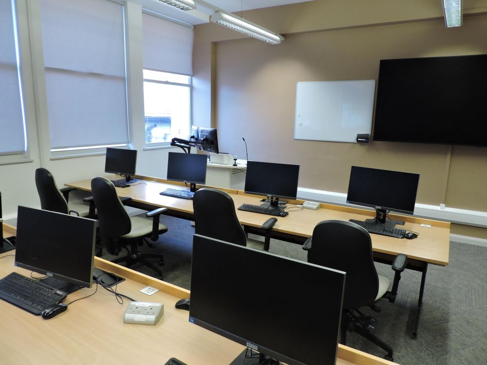 An image of a lectern with computers