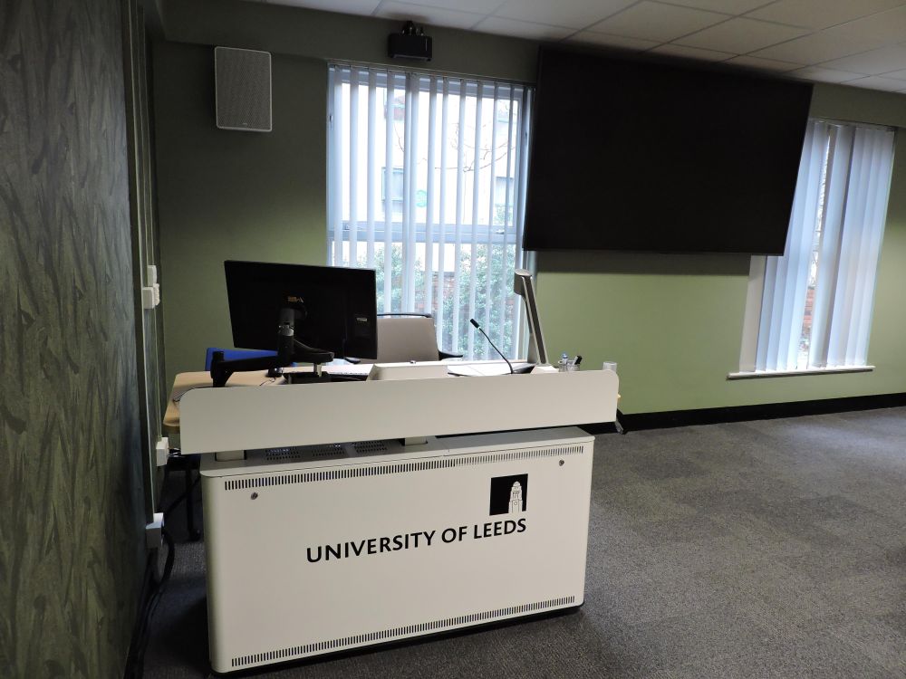 A lectern and screen