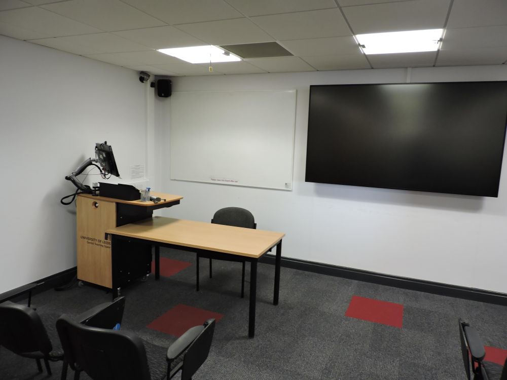 A room with a screen