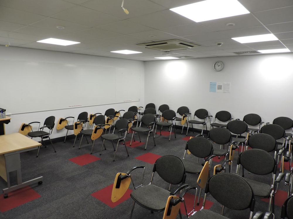 A room with chairs