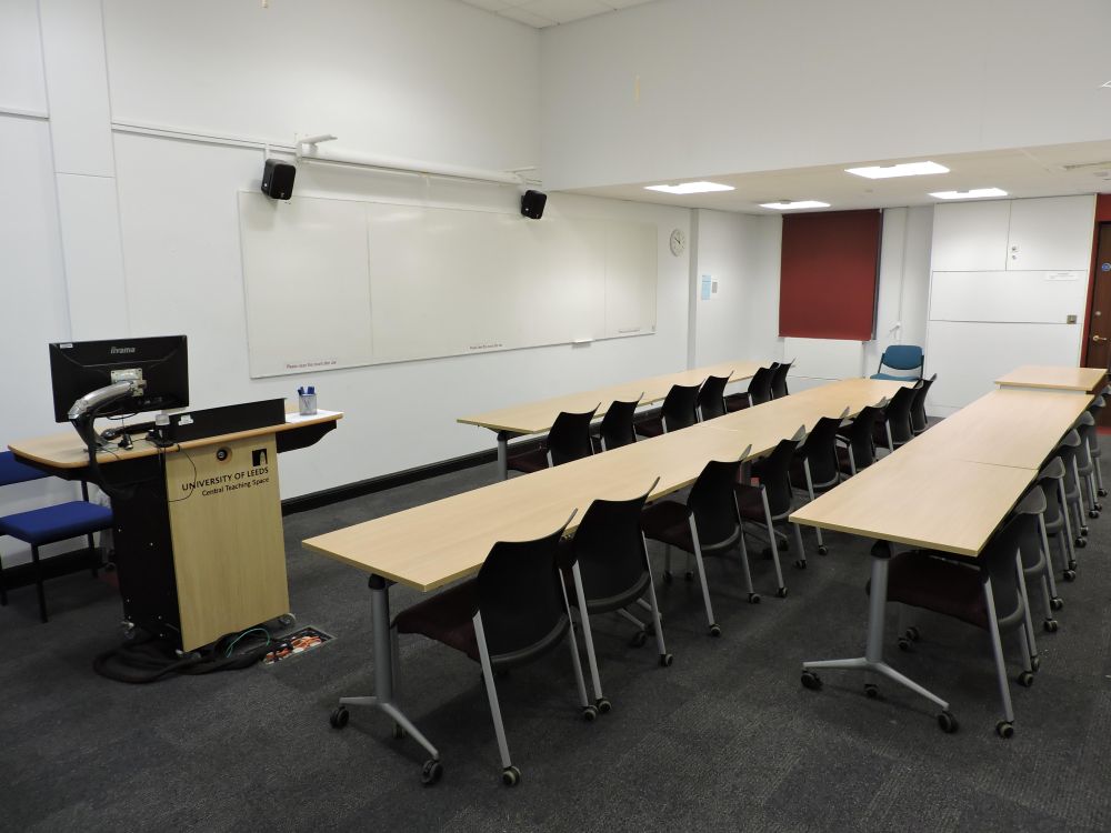 A room with tables