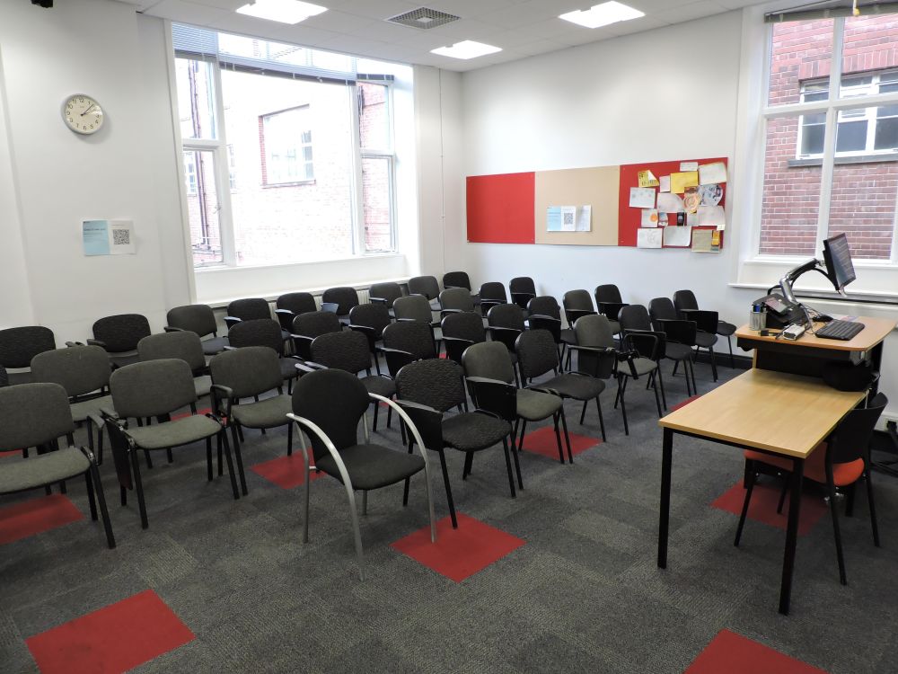 A room with chairs