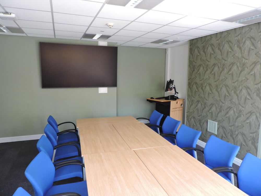 A room with a large table