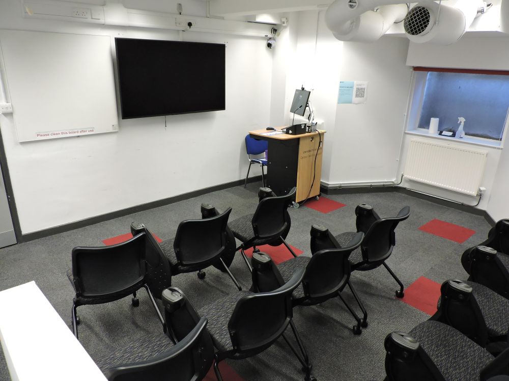 A room with chairs
