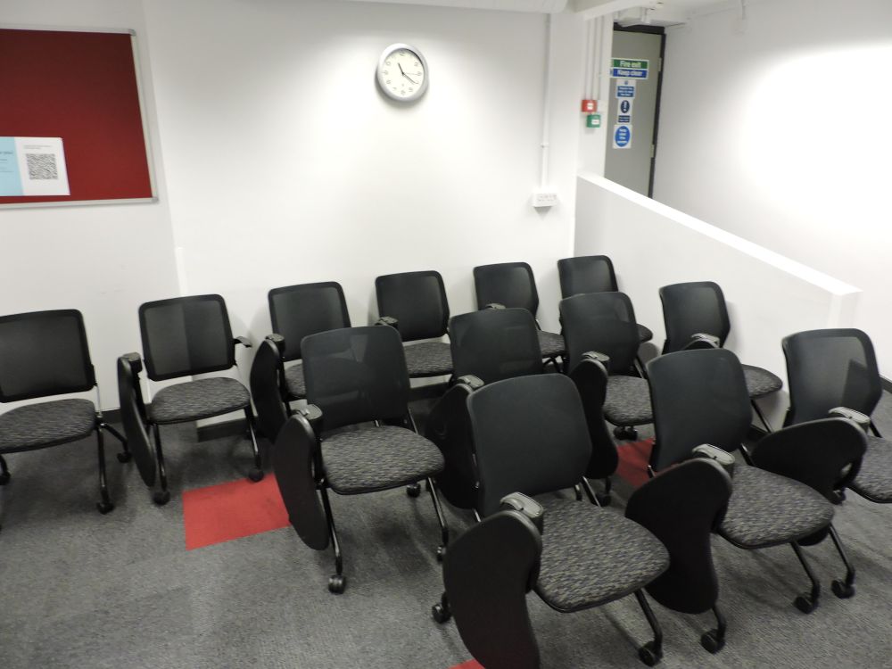 A room with chairs