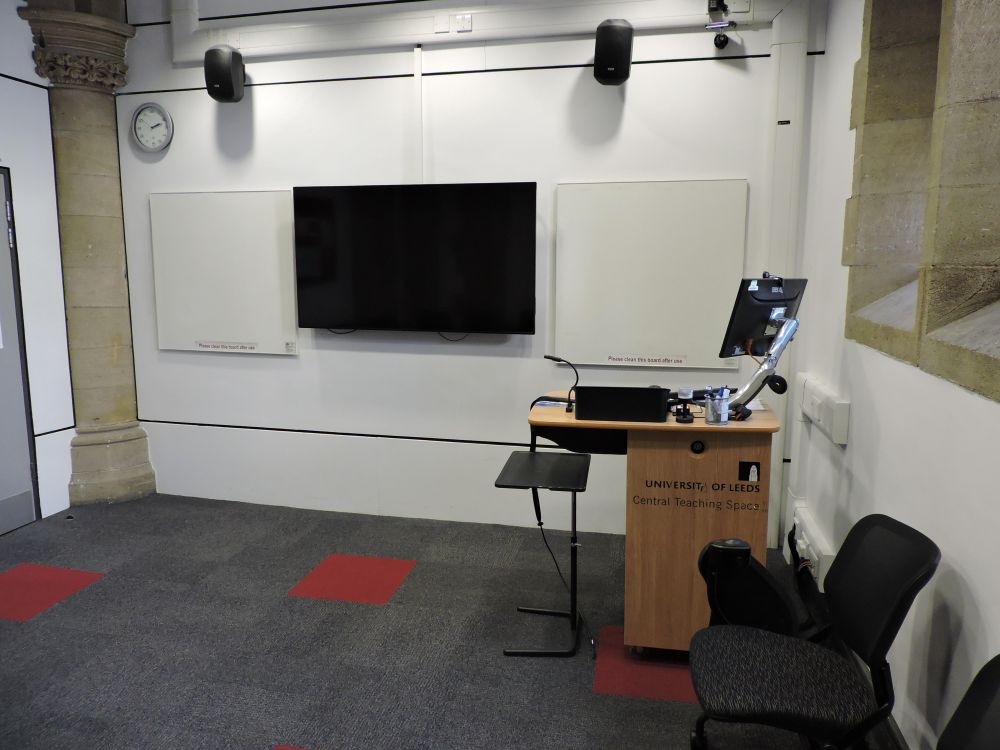 A room with a lectern