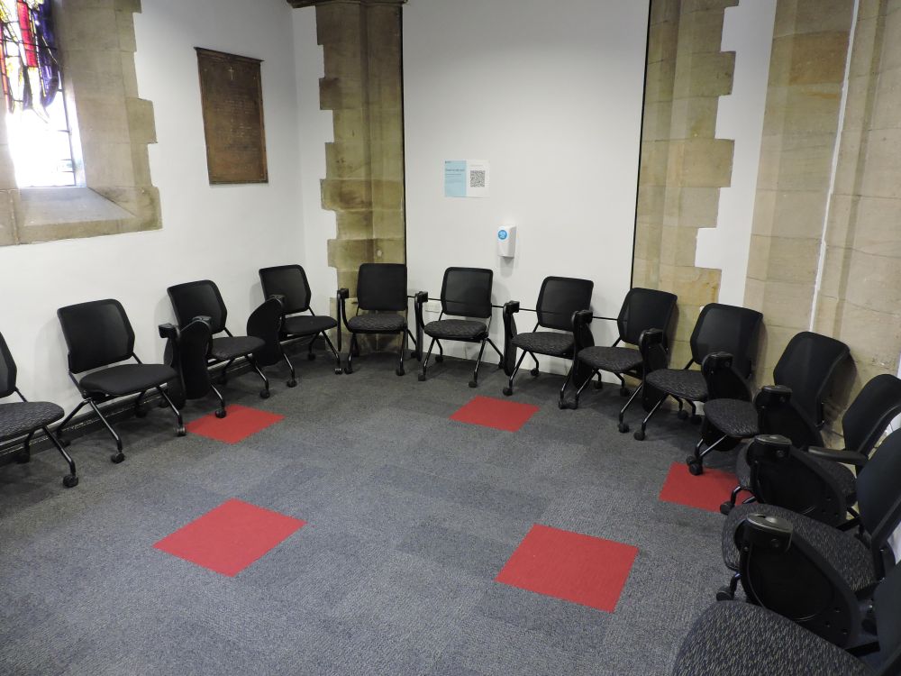 A room with chairs