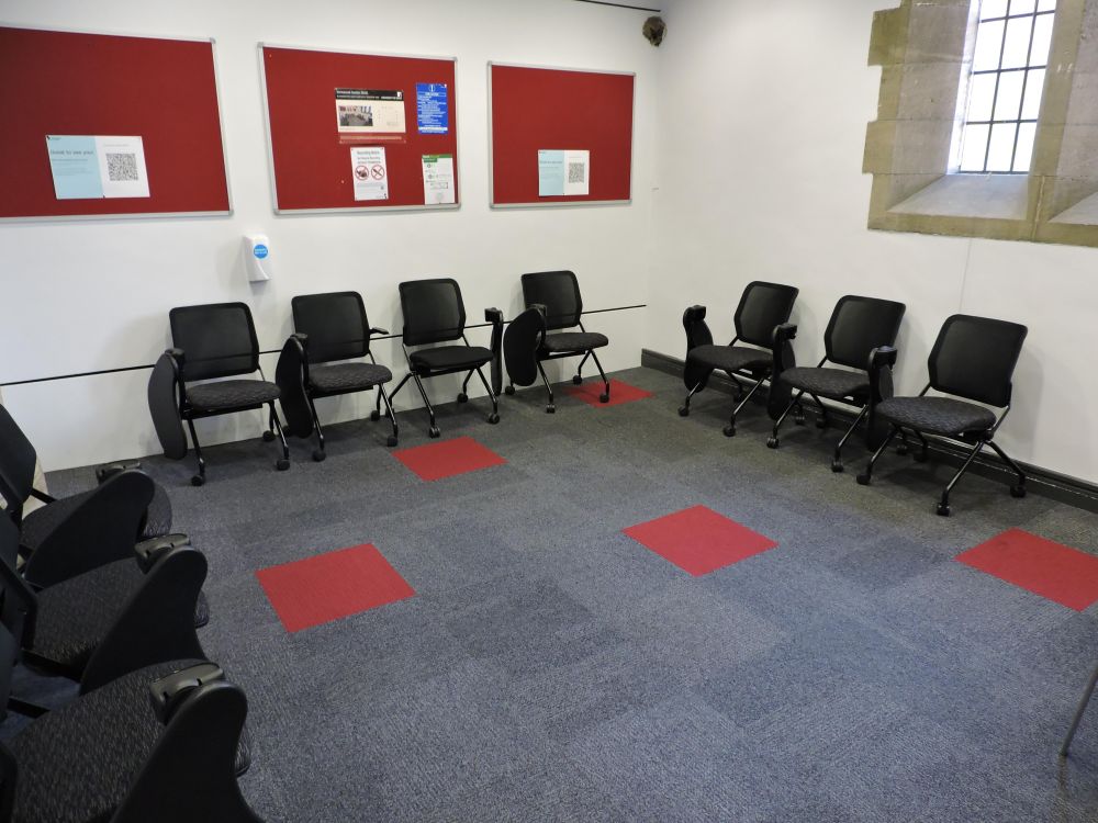 A room with chairs
