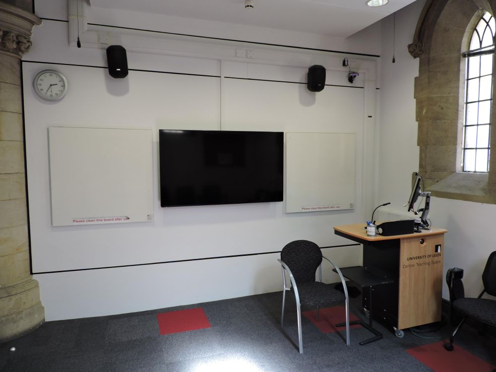 A room with a screen