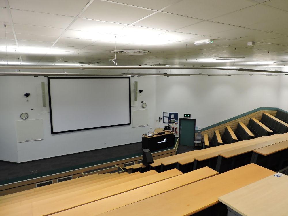 A lecture theatre with screen