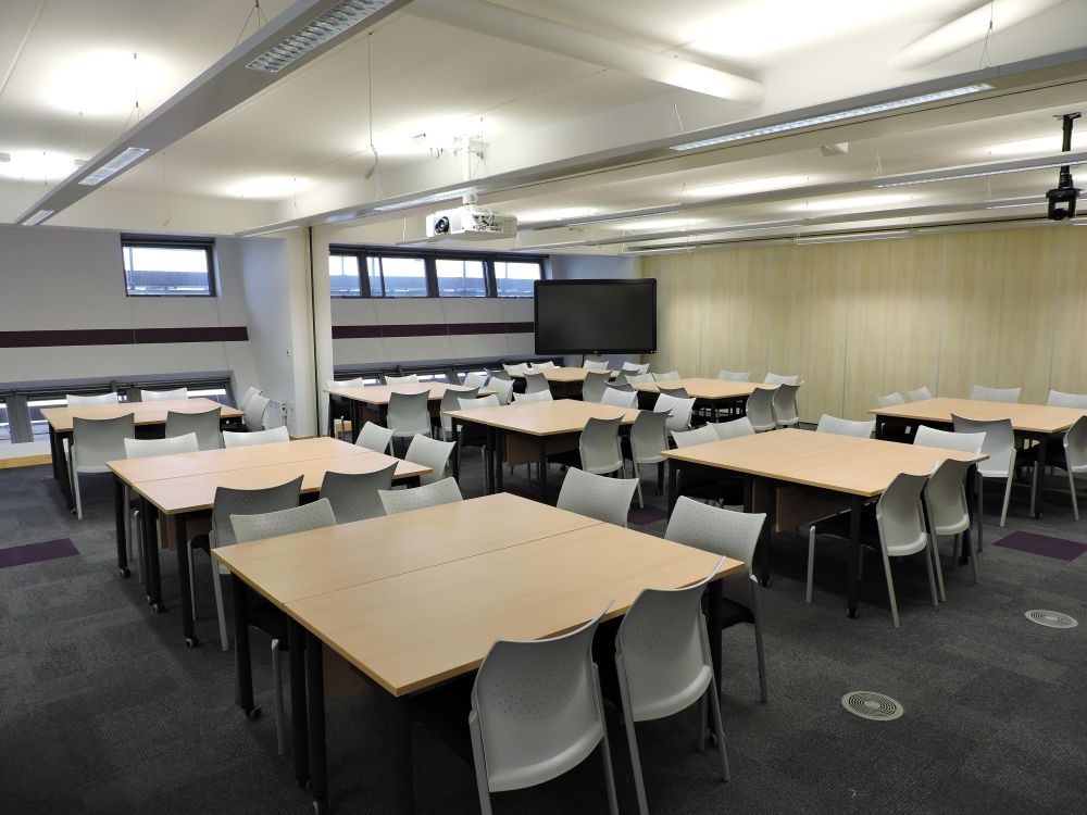 A room with tables.