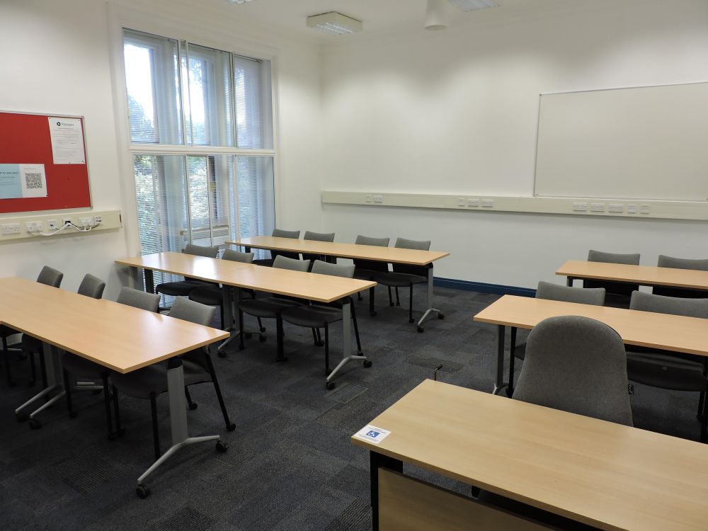 A room with tables and chairs
