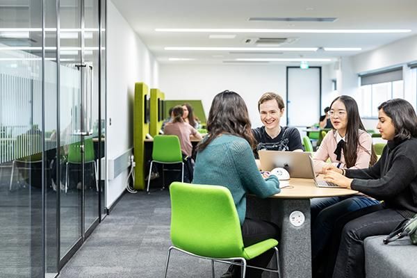 A group of students working together in the Edward Boyle library