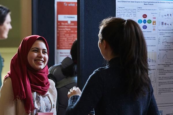 Two students talking at the Student Sustainability Research conference