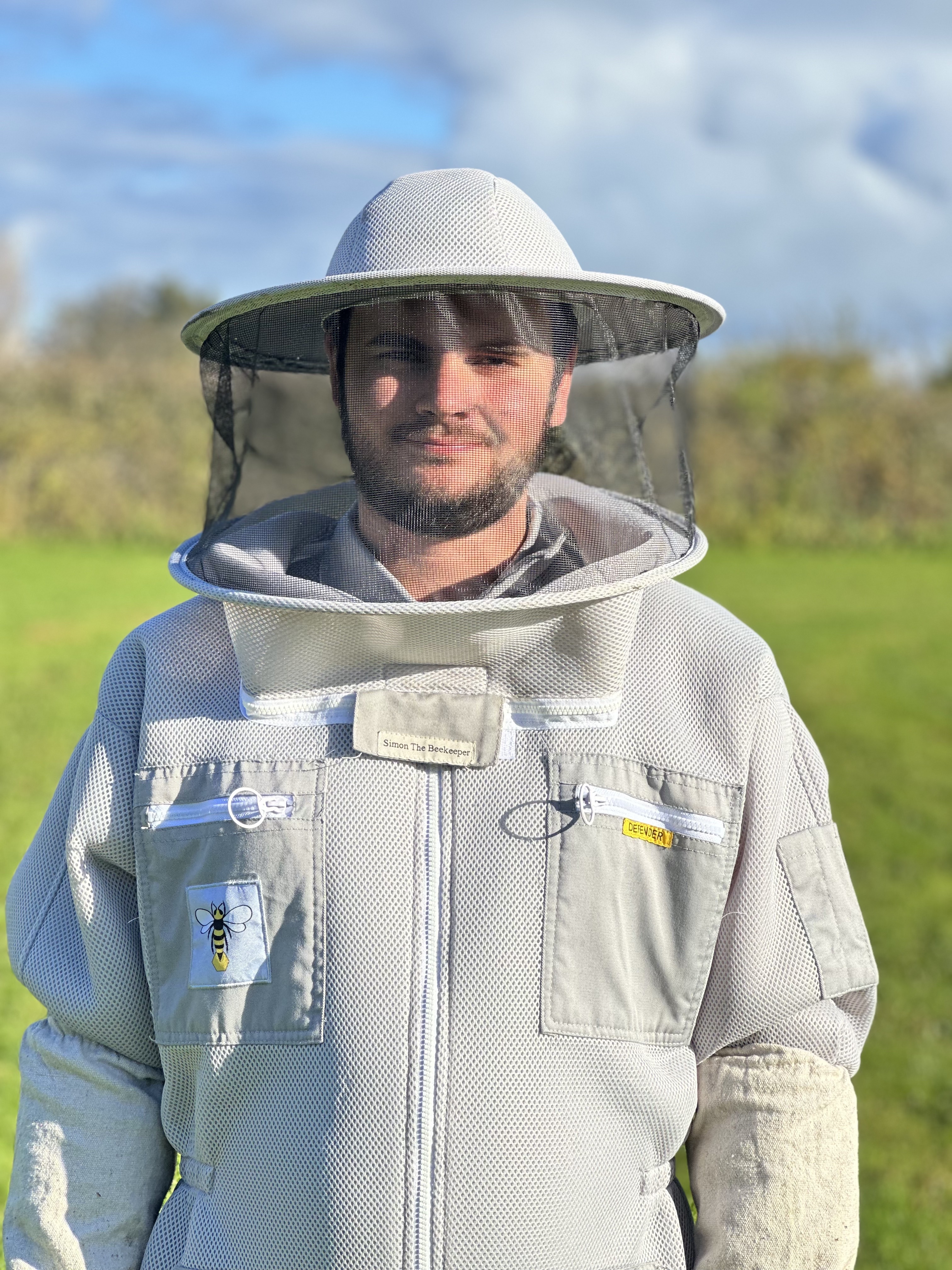 Harry simpson in his beekeeping gear